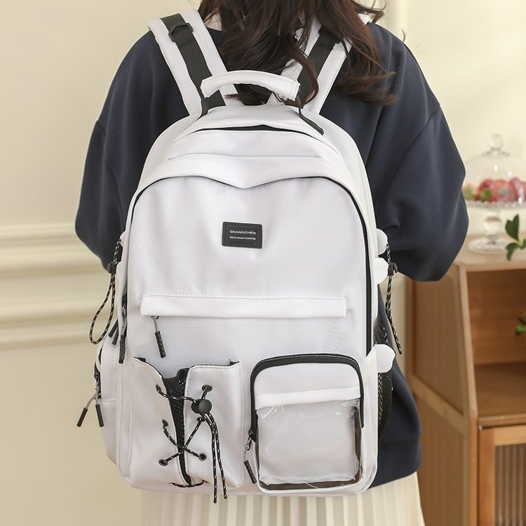 Backpack New Style Fashion Harajuku Texture Large Capacity Student School Bag Couple Trendy Simple Casual Travel Backpack