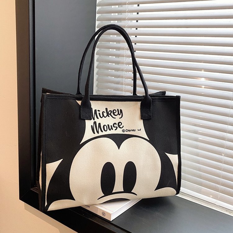 Cross-border Cartoon Mickey Print Handbag Large Capacity Canvas Bag Women's Korean Style Fashion Versatile Tote Underarm Bag