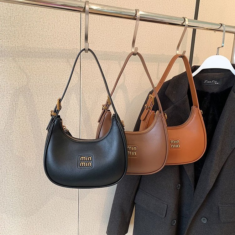 Retro small bag for women 2024 new crescent bag autumn and winter dumpling bag commuting black crossbody bag hand armpit bag