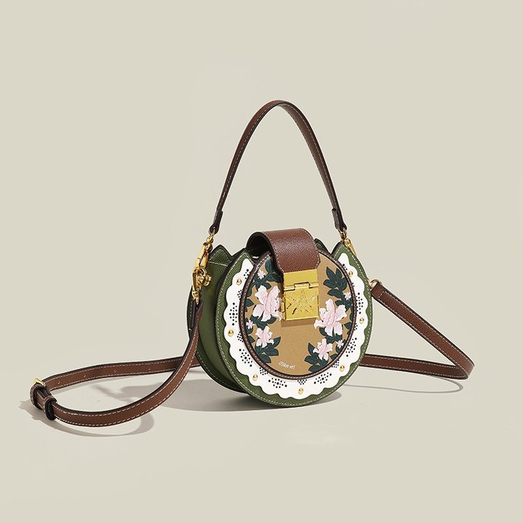 Cross-border 2024 new niche women's bag, high-end, retro and exquisite, new Chinese style, small round bag, shoulder crossbody bag