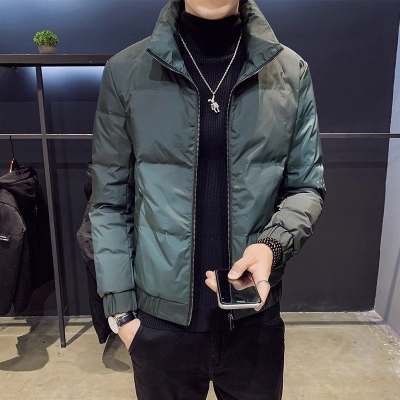 Winter short down jacket men's gradient warm jacket 80% white duck down