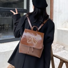 2024 casual new ins personality trend retro fashion backpack women's beautiful texture single shoulder small backpack