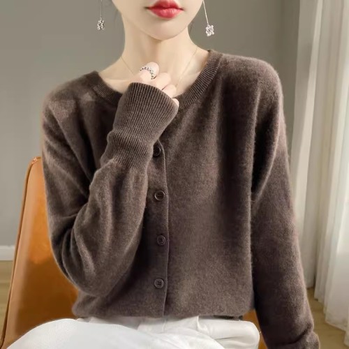 Spring gray style gray sweater cardigan coat top thin short sweater with woolen sweater