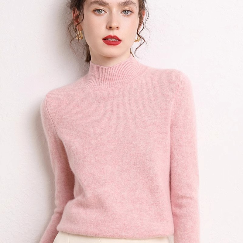 Double thickened half turtleneck cashmere sweater for women 100 pure cashmere sweater high-end autumn and winter pullover knitted bottoming sweater