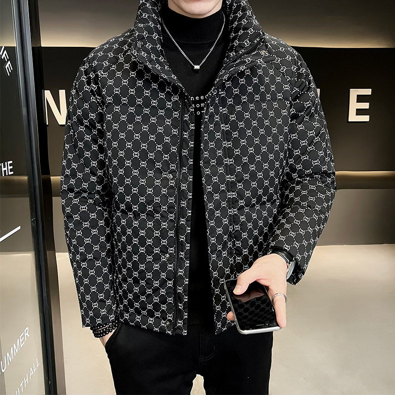 Data style men's winter down jacket classic versatile all-over printed trendy down jacket for men