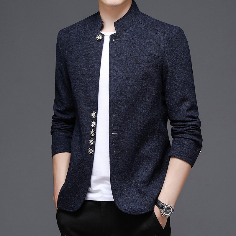 Men's new autumn long-sleeved business casual stand collar jacket youth zipper jacket