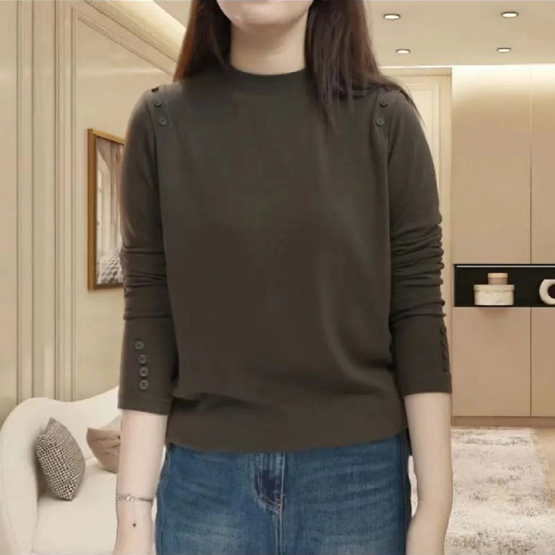 2024 early autumn new age-reducing long-sleeved T-shirt plus size women's fat mm slimming belly-covering casual bottoming shirt top