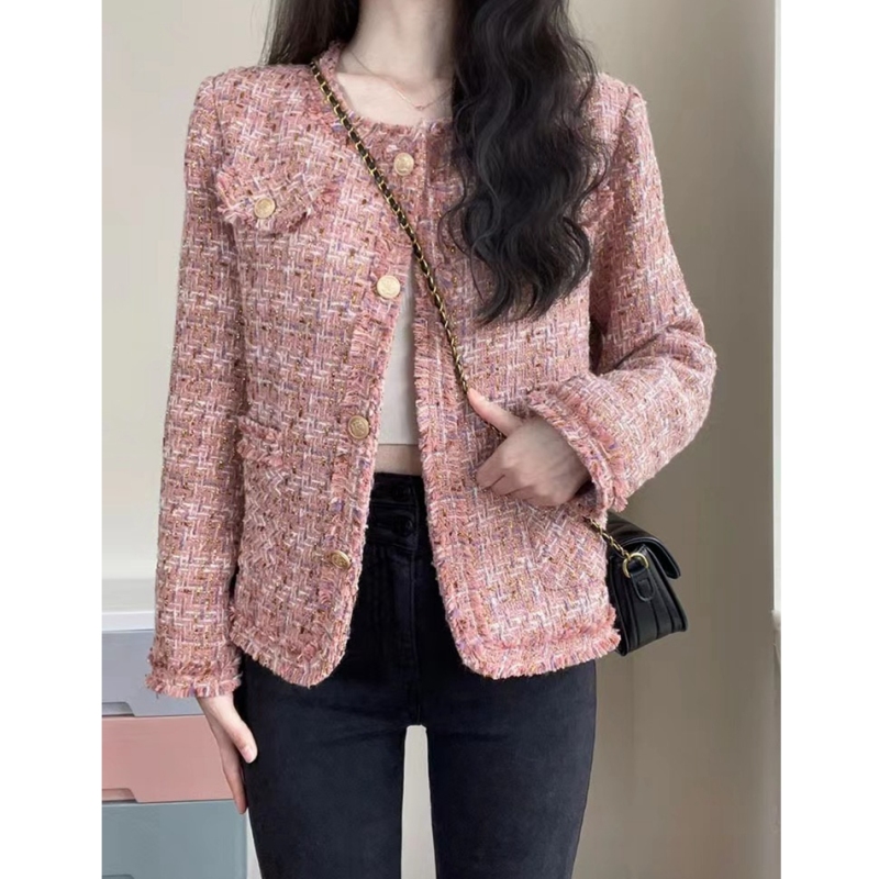 Xiaoxiangfeng short jacket for women in spring, niche, high-end, temperament, mature style, tweed top, early autumn
