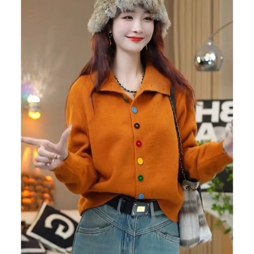 Autumn and winter versatile knitted cardigan for women 2024 hot style this year's popular design colorful single-breasted thickened sweater for women