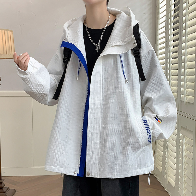 Autumn waterproof men's hooded jacket casual versatile trendy youth jacket