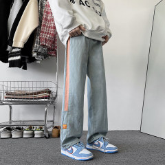 American heavy wash jeans for men, loose straight fit