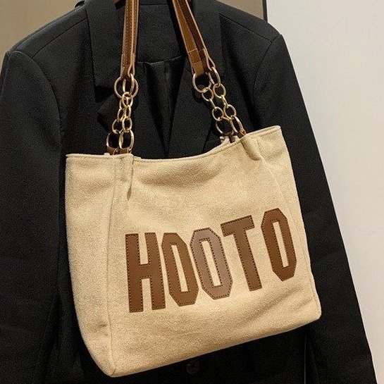 College students attend class single shoulder canvas bag large bag women's large capacity new high-quality texture commuter tote bag