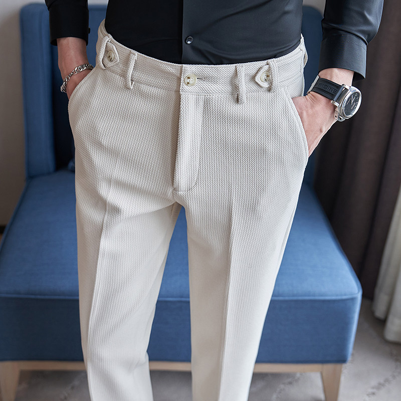 Men's thickened autumn and winter thick woolen textured fabric casual trousers