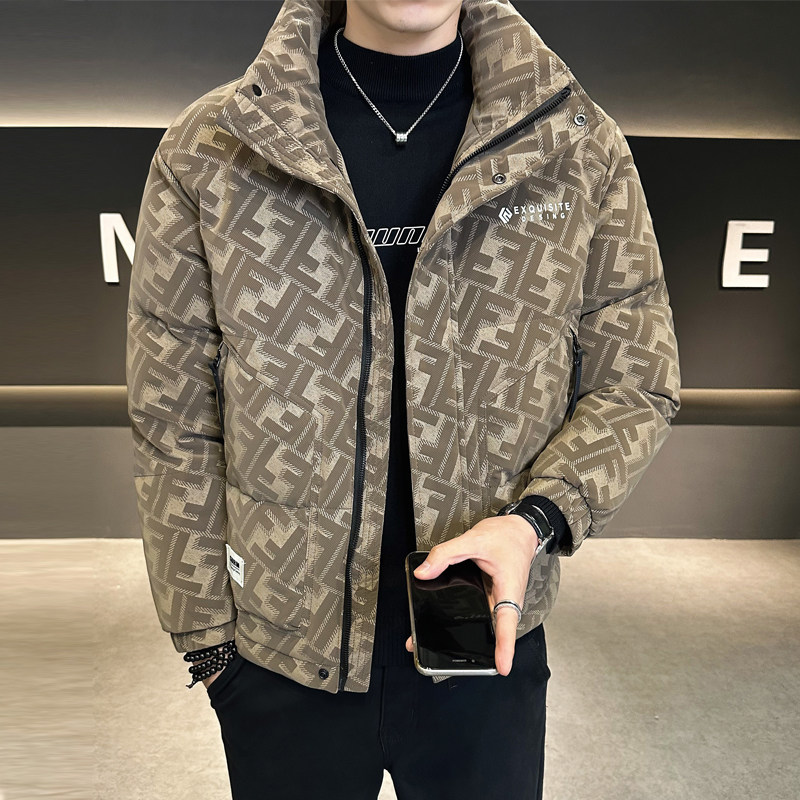 Customized fabric leather down jacket men's bulk winter high-end jacket