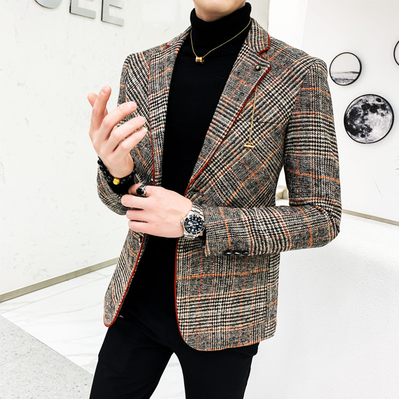 Autumn and winter shopkeeper casual jacket suit single suit men's slim suit