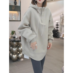 Large size mid-length hooded women's sweatshirt jacket 2024 autumn hot fashion fashionable loose long-sleeved top