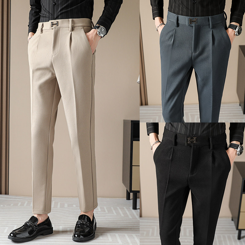 New autumn and winter trousers, elastic slim fit trousers for small feet, 3 colors optional trousers