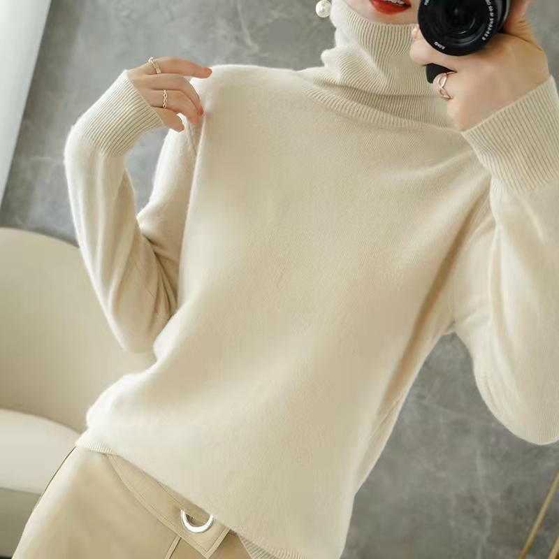 Classic turtleneck bottoming shirt for women, pure wool, autumn and winter new style, pullover cashmere sweater, versatile style