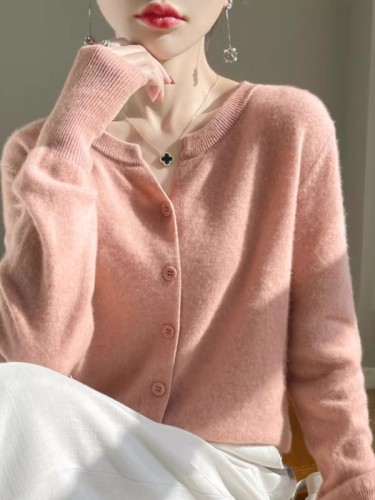 Spring gray style gray sweater cardigan coat top thin short sweater with woolen sweater