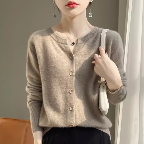 Spring gray style gray sweater cardigan coat top thin short sweater with woolen sweater