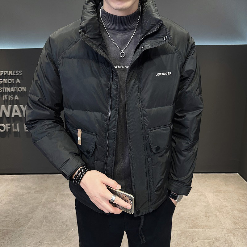New winter men's stand collar big pocket down jacket shop owner risk control