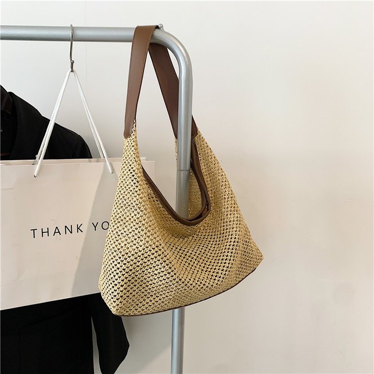 Casual beach summer popular woven mother-in-law bag 2024 fashionable one-shoulder seaside travel beach straw bag