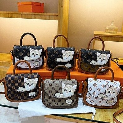 Street trend cat print handbag saddle bag new style super ins shoulder crossbody bag for women