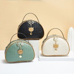 Embossed small round bag small bag simple small bag Amazon cross-border delivery student chain bag women's bag