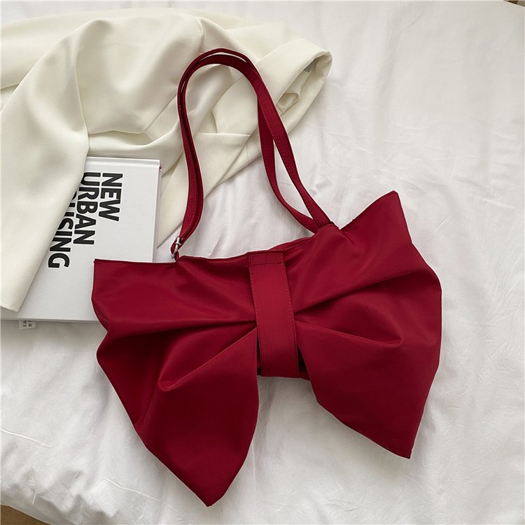 Cloth bag women's canvas crossbody bag student temperament tote bag large capacity bag original bow niche personality single shoulder