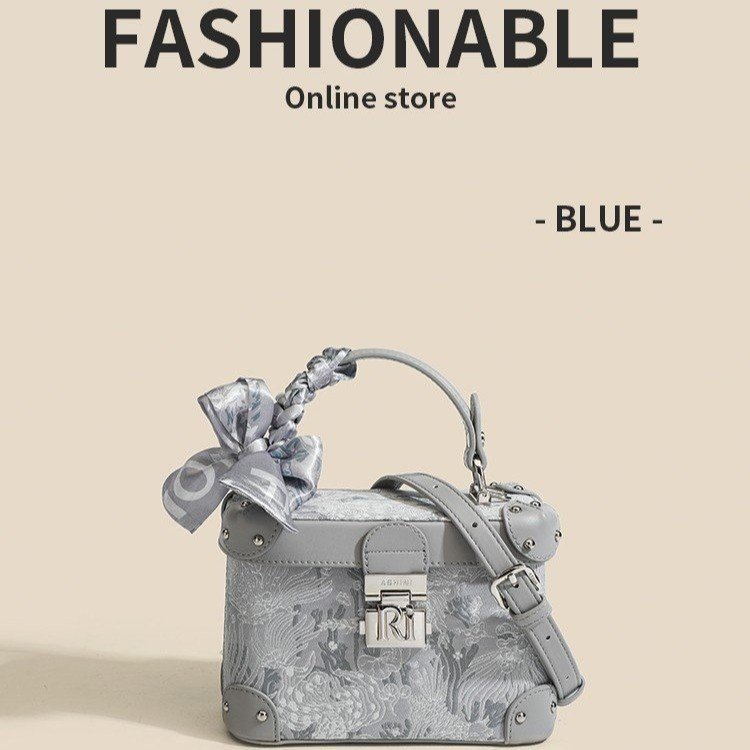 High-end retro embroidered box bag for women in autumn and winter new style temperament hand-held crossbody bag for women