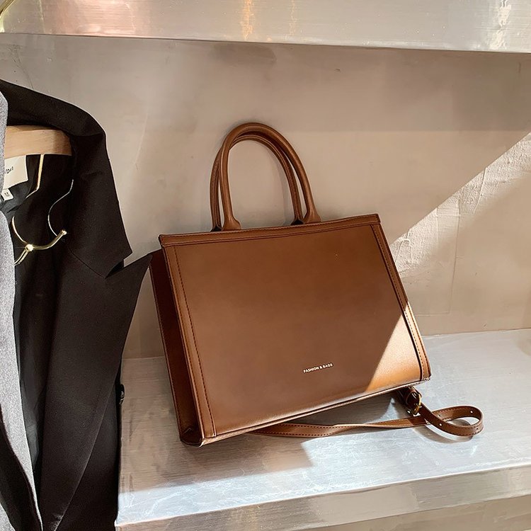 Japanese high-end commuting solid color briefcase Korean style literary handbag fashion large capacity single shoulder crossbody bag for women