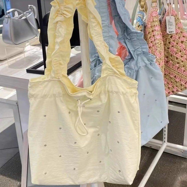 Bags for women 2024 new Korean style pleated tote bag summer small fresh literary casual aesthetic large capacity bag