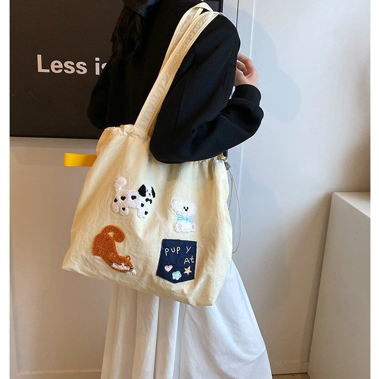 ins Korean style versatile and cute shoulder bag canvas bag student class large capacity casual commuting tote bag for women
