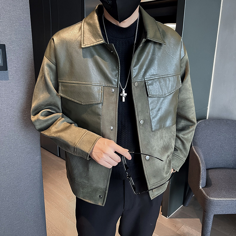 Autumn shopkeeper boy suede leather jacket men's thickened lamb wool batch