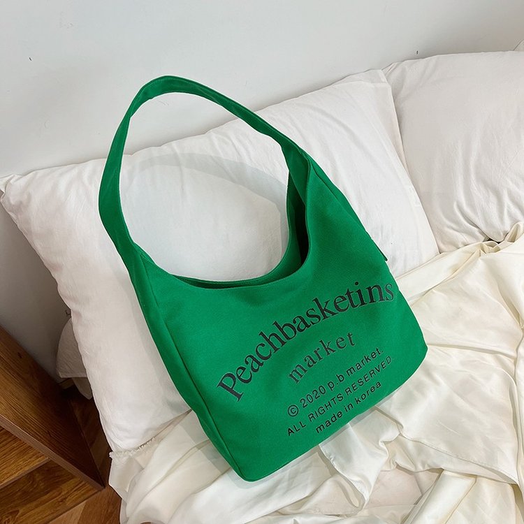 Original homemade canvas bag for women 2024 new fashion letter tote bag for class large capacity shoulder bag shopping bag