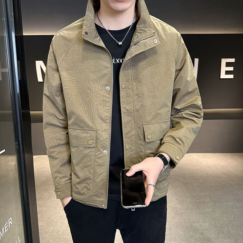 Shopkeeper Style Autumn Jacket Fashionable Versatile Men's Jacket Solid Color Top