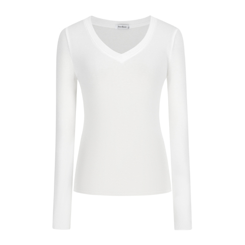 V-neck thickened brushed long-sleeved versatile T-shirt bottoming shirt for women in autumn and winter new slim fit inner top