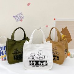 Canvas bag cartoon letter handbag lunch bag mommy bag baby bag portable mother and baby bag student commuter bag female