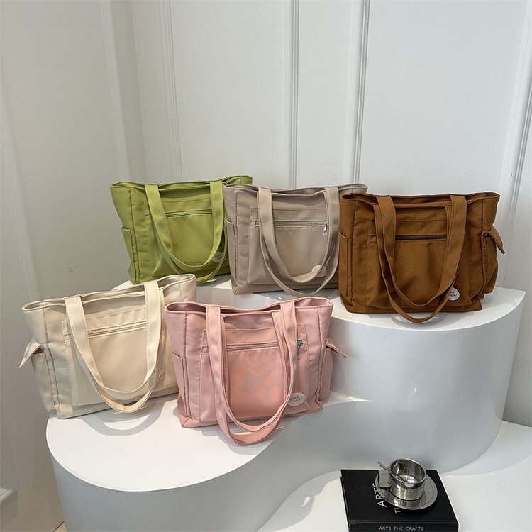 Korean style canvas large bag women's new trendy high-end versatile shoulder bag college student class bag tote bag