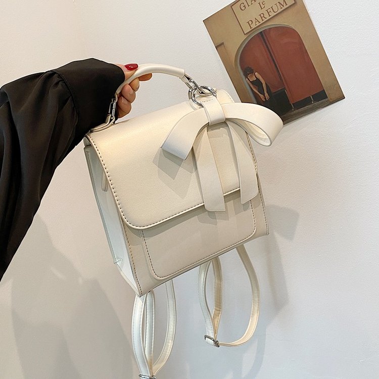 High-end backpack women's backpack 2024 new fashion solid color texture casual backpack hand-held school bag