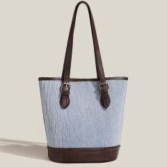 Wholesale niche texture large capacity shoulder bucket bag new denim tote bag women's trendy armpit bag