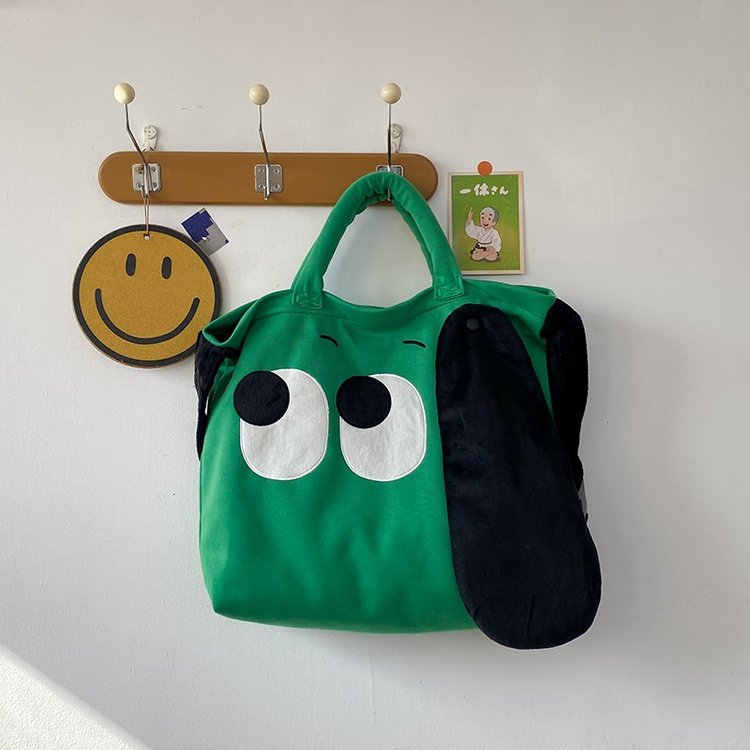 White Deer Same Style New Green Cute Dog Portable Shoulder Bag Women's Shopping Bag Large Capacity Crossbody Bag Women