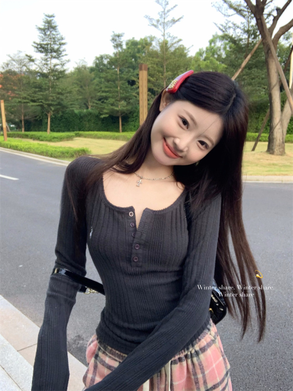 Korean autumn and winter embroidered texture pullover with knitted sweater top