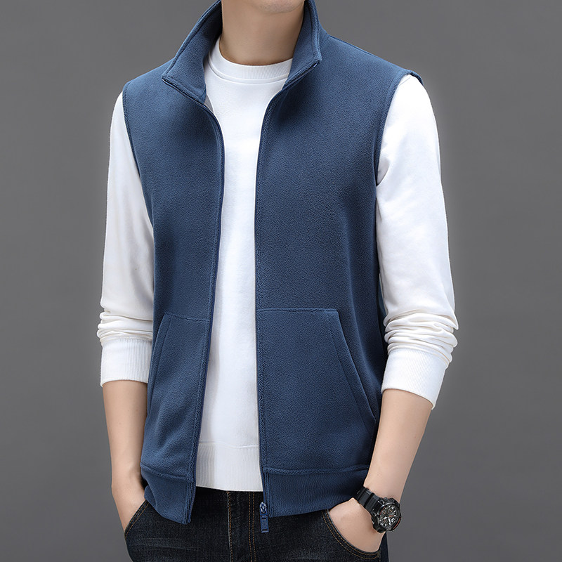 Men's autumn and winter new sleeveless stand-up collar vest youth polar fleece vest