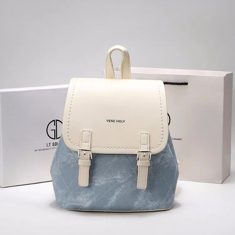 Fashionable new backpack women's PU texture casual western style travel backpack retro contrasting color stitching trendy backpack