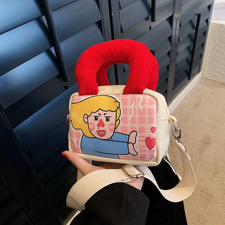 Large-capacity canvas bag for women 2024 new trendy and cute girl handbag versatile one-shoulder cross-body small square bag
