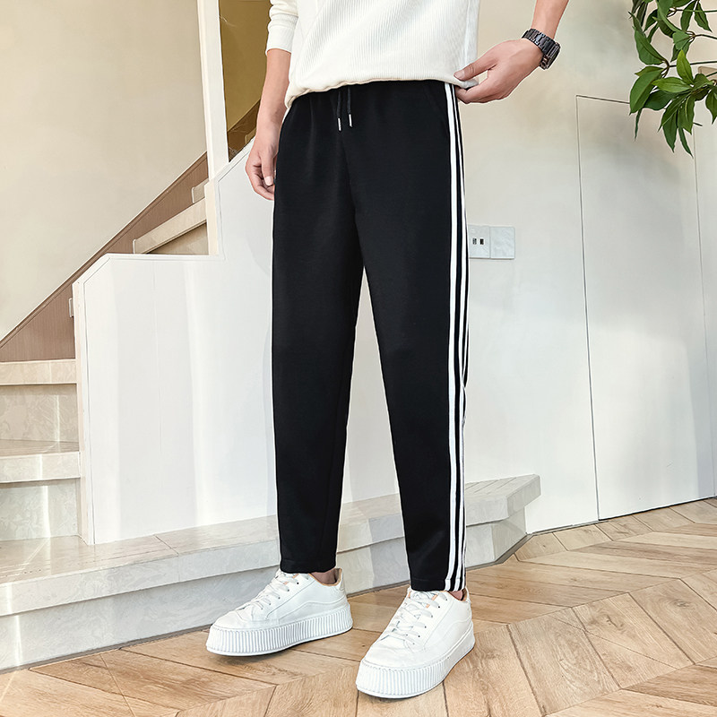 Social boy style straight pants Korean style three stripes
