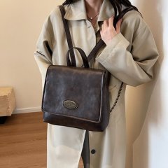 Large-capacity bag new fashion retro backpack women's portable Korean school bag high-end outing backpack