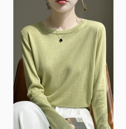 Autumn New Superfine Worsted Cashmere Sweater Women's Round Neck Loose Thin Autumn Long Sleeve Bottoming Top