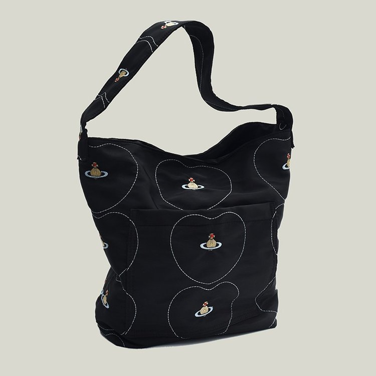 2024 New Underarm Bag Saturn Embroidered Queen Mother Waterproof Fabric Shoulder Handbag Large Capacity Simple Women's Bag
